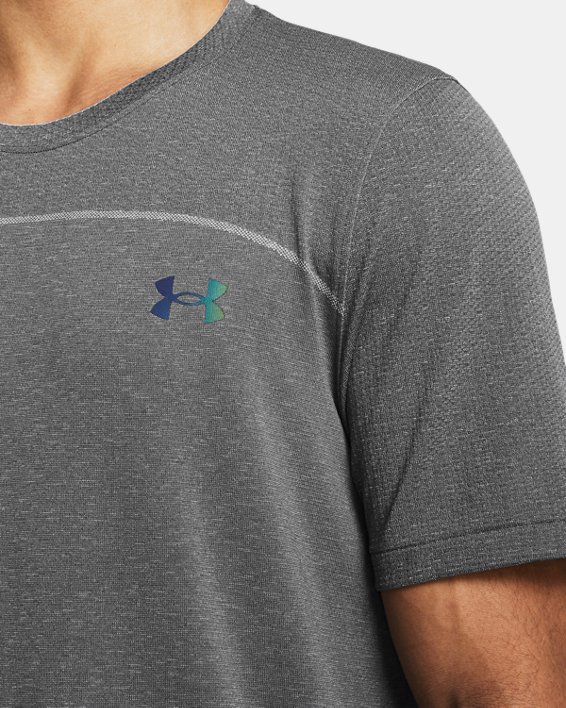 Men's UA Vanish Elite Seamless Wordmark Short Sleeve in Gray image number 3